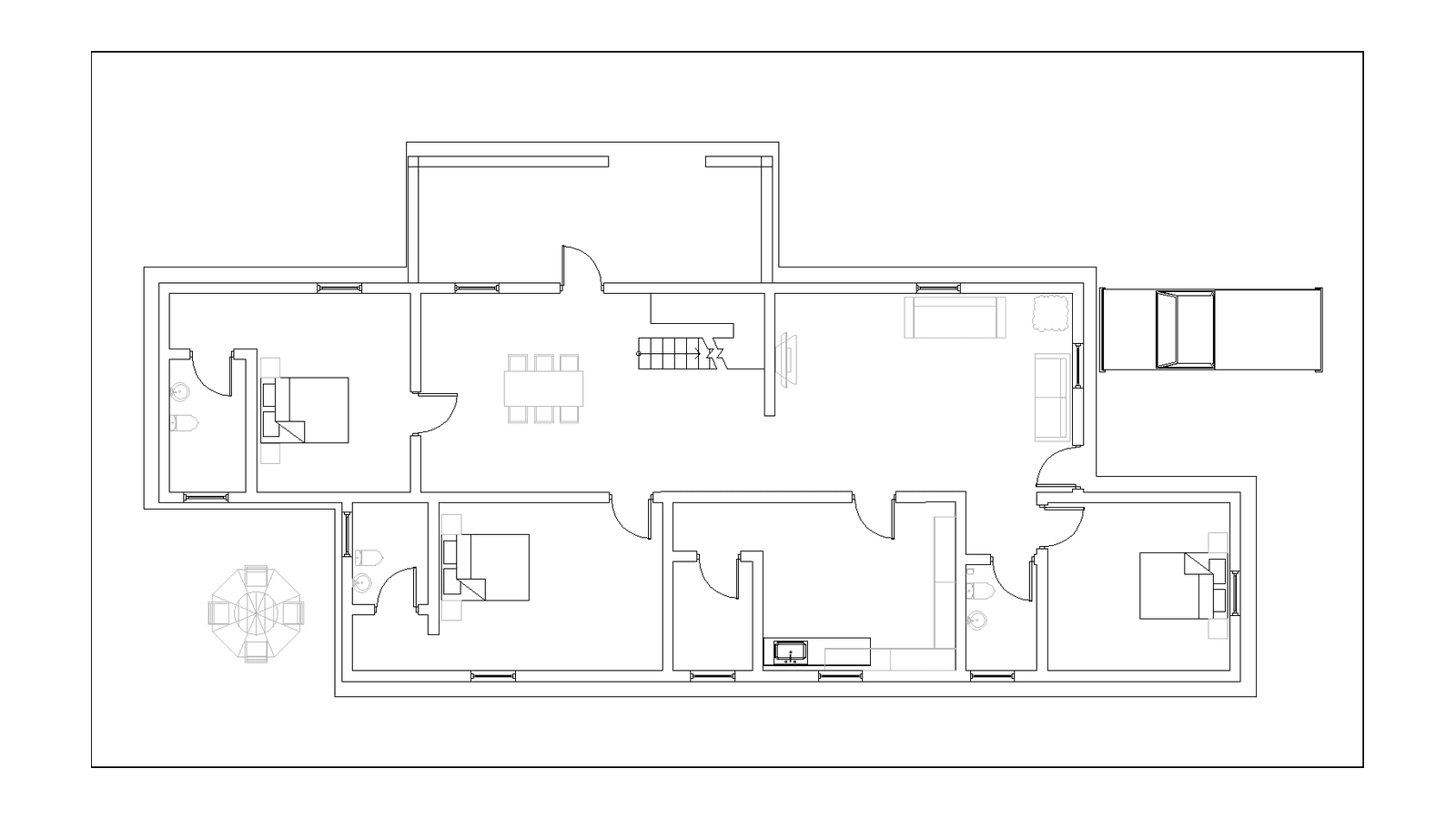 Architectural residential floor plan designed with AutoCAD MEP